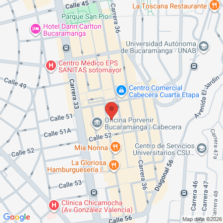 Mapa de la ubicación de Leidy Villamizar Studio en Cabecera, Bucaramanga